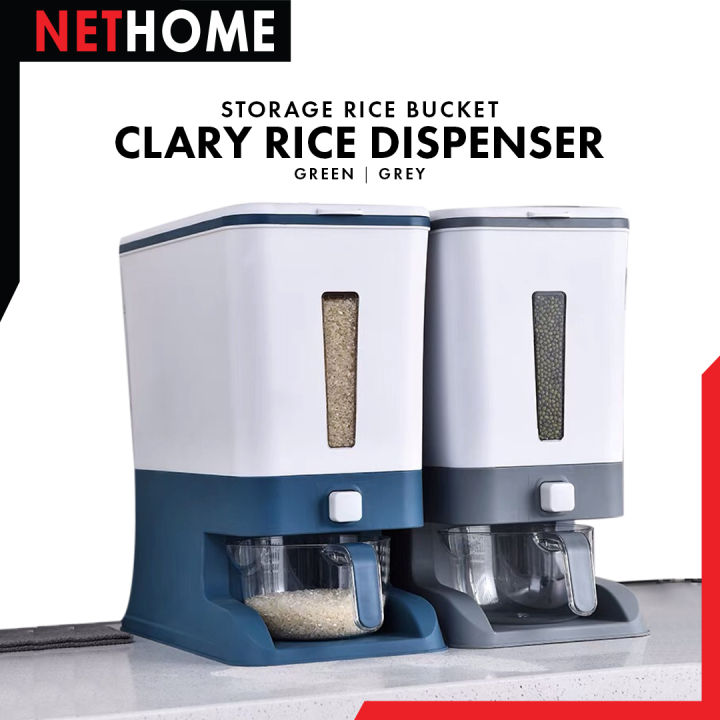 NETHOME : 12KG Auto Rice Dispenser ถังใส่ข้าวสาร ธัญพืช ระบบปุ่มกด ถัง ...