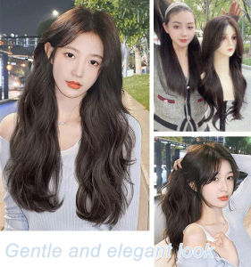 Lace Wig For Women Long Natural Fluffy Big Wave Middle Long Curly Hair Simulation Human Hair Full Headpiece 中分套头大波浪长卷发