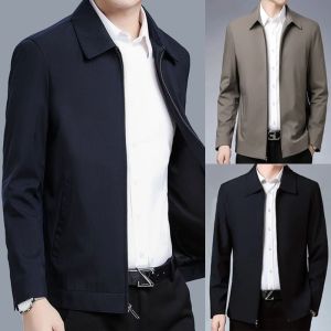 Men’s Solid Color Business Jacket Modern Zip Up Design Smart Casual Outerwear for Office Travel and Everyday Wear