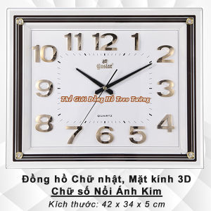 Đồng hồ KIM TRÔI Chữ Nhật EASTAR – Mặt Kính 3D – Bộ Số Nổi Ánh Kim Bạc – Tặng Pin Maxell – Bảo Hành 3 Năm