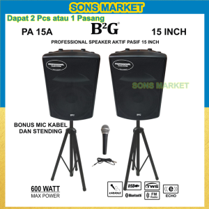 SPEAKER AKTIF PASIF 15in B2G PA 15A 15Inch 15 inch MODEL YAMAHA 600 WATT IMPORT 2 UNIT