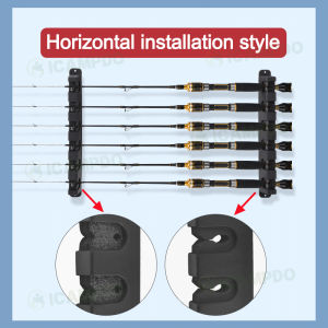 ICAMPDO Convenient and Durable ABS Plastic Wall-Mounted Fishing Rod Holder - 6 Hole Spinning and Casting Fishing Rod Storage Rack with Wear-Resistant Design Rak Simpanan Tiang Pancing Putar dan Lemparan 6 Lubang dengan Reka