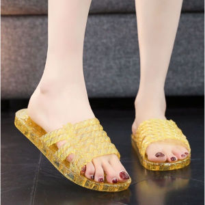 VEBLEN Sandal Selop Wanita Cewek Karet Jelly Transparan Geliter Model Korea Style Kekinian Sendal Anti Air Anti Licin