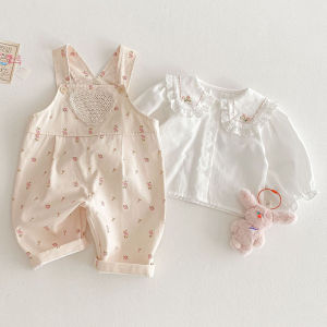 2025 New Spring 0-5Yrs Children Clothes Suit Long Sleeved Cotton Shirt+Printed Jumpsuits Overalls Baby Girls Clothing Set2026