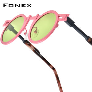 FONEX Titanium Sunglasses Women 2025 New in Trendy Fashion Brand Design Vintage Retro Round Polarized Sun Glasses Men Japanese Mirrored UV400 Y2K Shades 85833