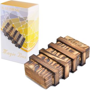 KAILIMENG Puzzle Secret Magic with 2 Hidden Compartments Drawers Coin Money Gift - Brain Teaser Trick 3D Wooden Puzzle for Adults and Kids
