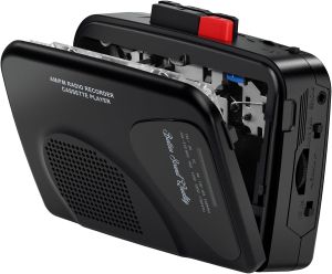 Cassette Player Tape Recorders AM/FM Radio Portable Tape Player Records Built in Speers Manual Record - 2AA Battery Or DC 5V Supply with 3.5MM Earphone- Black