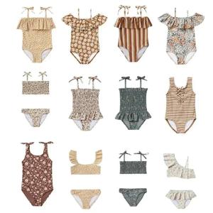 Summer RC Baby Girls Floral Pattern One Piece Beach Spa Resort Swimwears Kids Clothes Girl Swimsuit Striped Sunbeach Bikini Suit2026