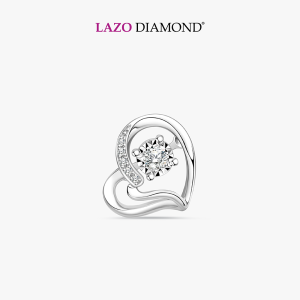 LAZO DIAMOND Swirl Beating Heart Dancing Diamond Pendant in 375/9K White Gold