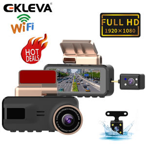 EKLEVA Full HD 3.16 Inch Dash Cam WiFi Dual Lens Car DVR 1080P Recorders Wide-angle Night Vision G-sensor Dash Camera Car Video Recorder