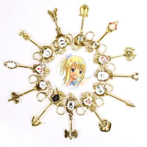 HUIHEYU Anime Summons Key Zodiac Magician Keychain Fairy Tail Key Rings Twelve Constellation