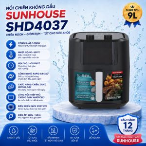 Nồi Chiên Không Dầu SUNHOUSE SHD4037 9L – Công Suất 1800W Công Nghệ Rapid Air
