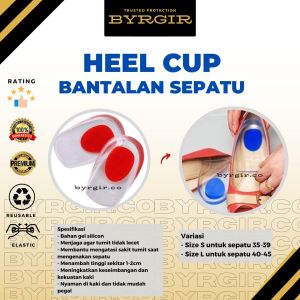 BYRGIR Comfort Heel Cup Silicone Gel Self Healing Half Heel pad Transparent Bantalan Tumit Insert Insole Alas Tumit Kaki Pad Plantar Fasciitis Sepatu Sisipan Sepatu Terapi kaki