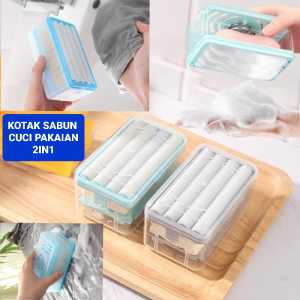 Kotak Sabun Batang Plus 4 Sikat Karet Tempat Sabun 2IN1 Tatakan Sabun Batang Dispenser Sabun Batang