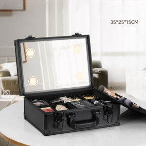 Large Capacity LED Professional Makeup Case with Light Mirror Portable Cosmetic Storage Bag Travel Makeup Artist