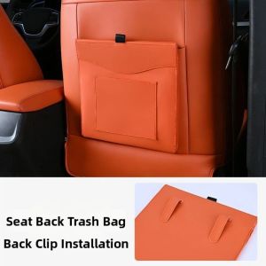 OUTOPEN Waterproof Car Garbage Bag Storage Pocket Leather ic Adsorption Storage Bag Car Supplies Leak-proof Seat Hanging Trash Can Car Interior Supplies