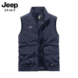 JEEP SPIRIT Áo Ghi Lê Chụp Ảnh Mỏng Mùa Hè Cho Nam Áo Ghi Lê Câu Cá Nhiều Túi Thường Ngày Áo Khoác
