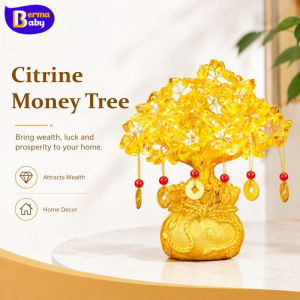 BERMA BABY Crystal Money Tree Lucky Tree Money Bag Tree Bonsai Wealth Home Decor Craft Luxury Gift