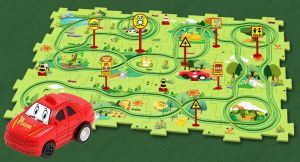 25PCS Electric Rail Car Track Toys Vehicle Puzzle Space Animal Dinosaur Series for Kids Educational Toys