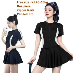 Korean Long Sleeves Rash Guards for Women One Piece Padded Swimming Diving Beach Wear Terno Zipper Neck One Piece