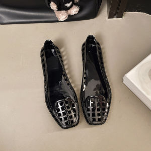 Free Shipping Korean Jelly Shoes Crystal Shoes Flat Shallow-Toe Square-Toe Hollow-Out Transparent Perforated Shoes WomenS Shoes Summer