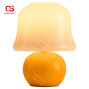 Đèn Bàn Hình Nấm Chao Gốm Tráng Men Cao Cấp 3 Chế Độ Màu