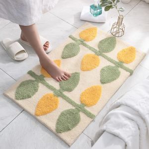 Lemon Leaf Soft Fluffy Flocking rug Nordic Ins Style Colorful Rug For Living Room Bedroom Kitchen Anti-slip Floor Mat Ca