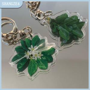【SHANGZE4】 Creative Pomelo Leaf Acrylic Keychains Women Hanger Pendant Decoration Bag Charm Car Keyring Accessories Gifts