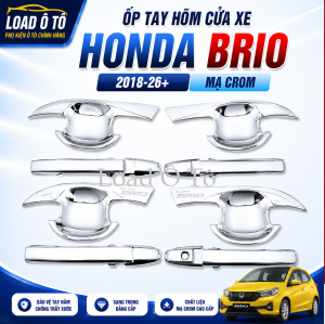 Bộ Ốp Tay Nắm Hõm Cửa Honda Brio 2026-18 Nhựa ABS Mạ Crom Cao Cấp