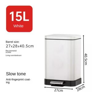 15/20/30L Household Light Luxury stainless trash bin can with foot pedal Kitchen Corner Narrow garbage bin container with cover