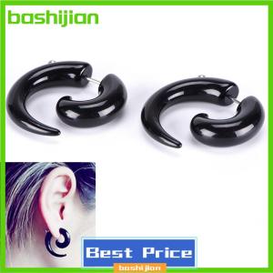 bashijian ต่างหูแบบหมุดรูปหอยทากอะคริลิกสีดำแนวโกธิคสำหรับผู้ชายผู้หญิงเครื่องประดับเจาะหู