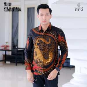 BATIK PUTRA JAWA Motif BIMANTARA Kemeja Batik Pria Slimfit Premium Bahan Katun Lapis Furing