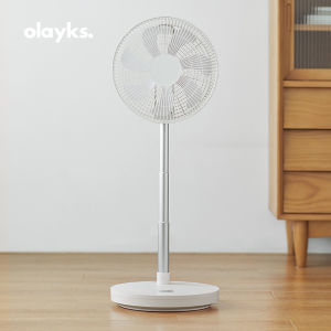 【Japan Olayks】Remote Control Folding Frequency Conversion Energy-Saving Fan Floor Vertical Electric Fan Household Quiet Telescopic Air Tracing Fan Compact Space Saving