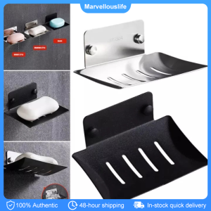 Stainless Steel Soap Drain Soap Holder No Drilling Soap Sponge Tray Soap Dish Bathroom Organizer