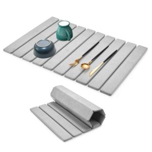 พรมหินซึมน้ำ แห้งไว แผ่นตากจาน พรมหินรุ่นม้วนพับ จัดเก็บง่าย Rugs & Carpets