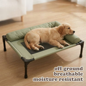 Elevated Pet Cot Bed Breathable Mesh Removable Cover Washable Headrest Non Slip Frame Indoor Outdoor Dog Cat