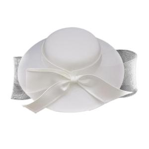 หมวกเจ้าสาวสง่างามประดับโบว์สีขาวคลาสสิกผ้าอะคริลิสีดำสำหรับงานแต่งงาน