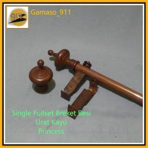 Batang Tiang Gorden Garis Dan Ulir Breket Besi Single Full Set Pintu dan kamar Jendela Princess