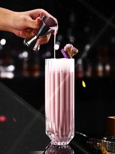 Korean Style Stripe Bud Cocktail Glasses Cup Creative Highball Coilin Glass Cup Korean Soju Drink Glass Drinkware Accessories