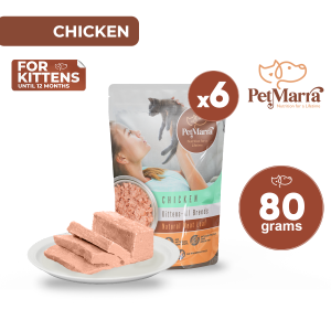 PetMarra Natural Meat Loaf Kitten Wet Food Pouch up to Ages 12 Months Chicken Flavor 80g BUNDLE OF 6 cats meatloaf foods