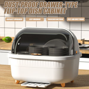 PP Flip-Top Dish Rack | Dustproof Drain Rack with Lid | Large Capacity Kitchen Storage for Plates Bowls & Utensils