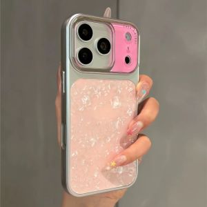 Luxury Dreamy Conch Shell Pattern Phone Case For iPhone 17 16 15 14 13 12 Pro Max Laser Marble Texture Shockproof Bumper Cover