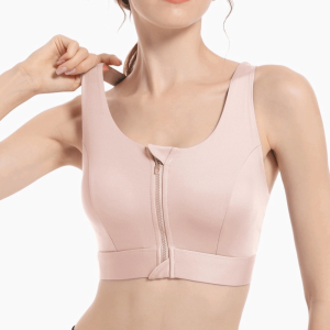 BLACKON High Impact Front Zipper Sports Bra One-pad Anti-sagging Shockproof Brassiere Solid Color Slim Fit Yoga Underwear Sports Fitness