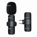 K8 Mikrofon Nirkabel Wireless Pasang dan mainkan Lavalier Mic Portabel Audio Video pembuatan Rekaman HP Klip Android Mic Wireless USB Type C. 