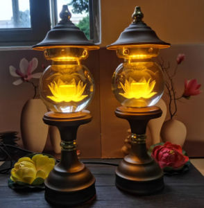 TẶNG quà 49k- Bộ 2 đèn thờ pha lê tròn hình tháp màu XÁM-đổi màu nhiều cỡ nhiều mẫu- có công tắc tùy chỉnh nhiều chế độ sáng 1 đổi 1 nếu bể vỡ hư hỏng