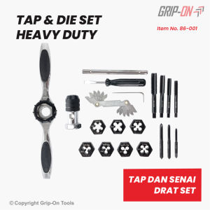 Grip-On Tap & Die Set Heavy Duty Tap dan Senai Drat Set Bentuk Ulang Derat Luar dan Dalam / Tap and Die Set