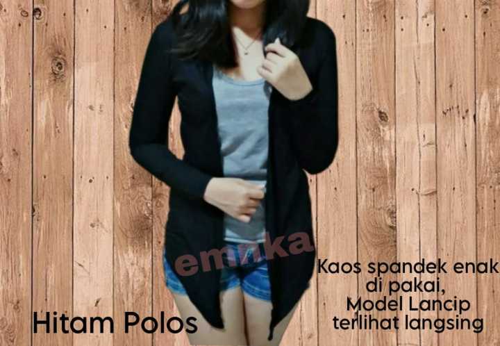 Outer Kardigan model lancip kantong spandek hitam
