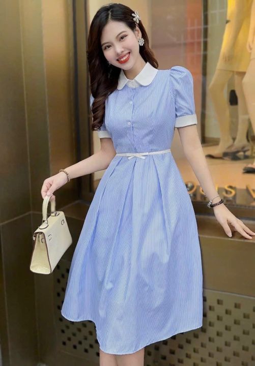 Chất liệu và cách bảo quản đầm kẻ sọc xanh-2007 clothing