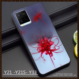Ốp lưng hoa Bỉ Ngạn cho đt Vivo Y21 chất liệu kính tráng gương cao cấp