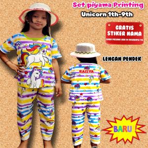 GRATIS STIKER NAMA PIYAMA ANAK PRINTING 1TH-9TH COD MOTIF UNICORN/KUDA PONI 1TH-9TH